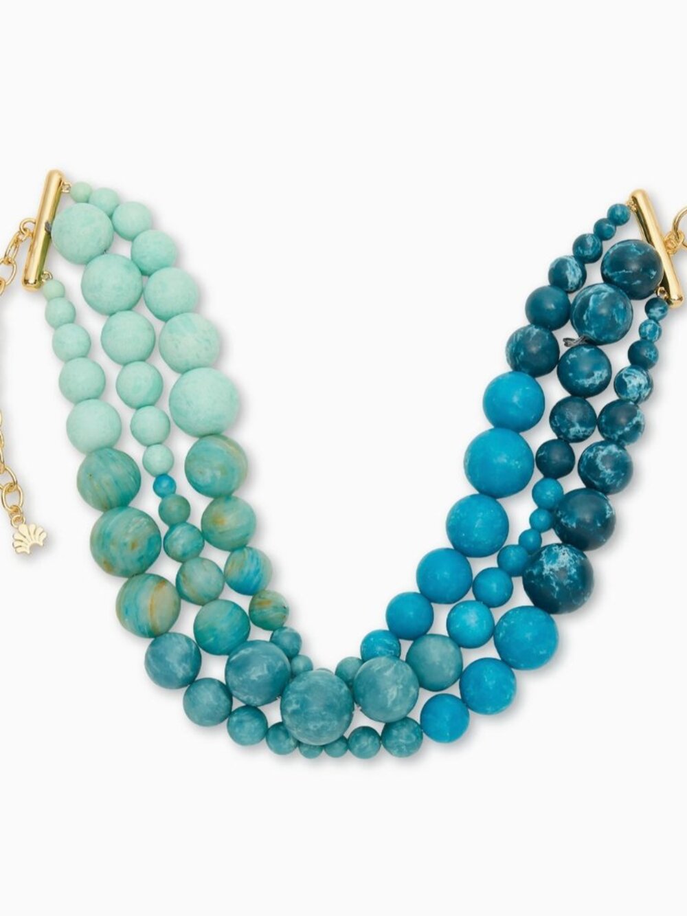 Stunner! Lele Sadoughi Seafoam Spray Riviera Diana Triple Row Necklace